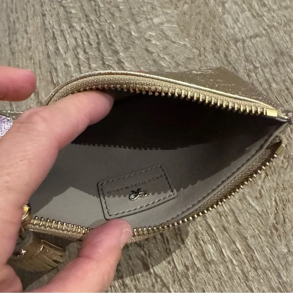 Anya Hindmarch Gold Zip I❤️U Clutch/Pouch.